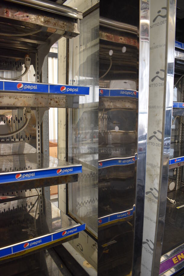 NICE! Kysor Warren Model D6SC1-4UN Self Contained Stainless Steel Commercial Floor Style Open Grab N Go Merchandiser w/ Metal Shelves. Missing Side Panes of Glass. 115/208 Volts, 1 Phase. 51.5x38x84 - Image 7 of 7