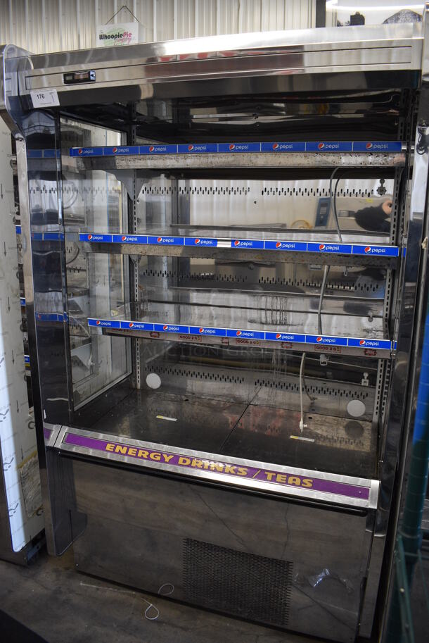 NICE! Kysor Warren Model D6SC1-4UN Self Contained Stainless Steel Commercial Floor Style Open Grab N Go Merchandiser w/ Metal Shelves. 115/208 Volts, 1 Phase. 51.5x38x84 - Image 3 of 5
