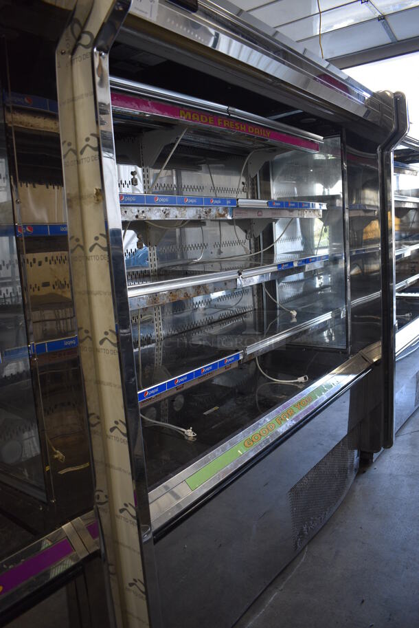 NICE! Kysor Warren Model D6SC1-6UN Self Contained Stainless Steel Commercial Floor Style Open Grab N Go Merchandiser w/ Metal Shelves. 115/208 Volts, 1 Phase. 75.5x38x84 - Image 1 of 5
