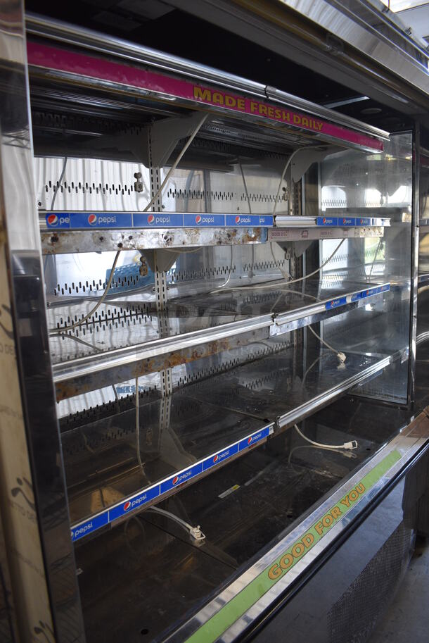 NICE! Kysor Warren Model D6SC1-6UN Self Contained Stainless Steel Commercial Floor Style Open Grab N Go Merchandiser w/ Metal Shelves. 115/208 Volts, 1 Phase. 75.5x38x84 - Image 2 of 5