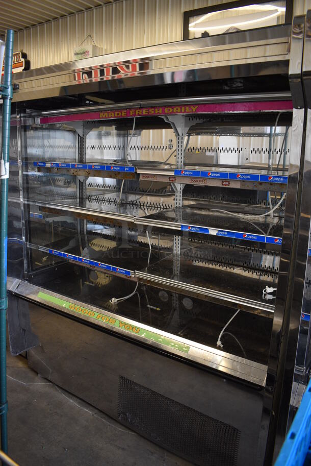 NICE! Kysor Warren Model D6SC1-6UN Self Contained Stainless Steel Commercial Floor Style Open Grab N Go Merchandiser w/ Metal Shelves. 115/208 Volts, 1 Phase. 75.5x38x84 - Image 3 of 5
