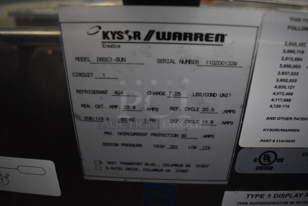 NICE! Kysor Warren Model D6SC1-6UN Self Contained Stainless Steel Commercial Floor Style Open Grab N Go Merchandiser w/ Metal Shelves. 115/208 Volts, 1 Phase. 75.5x38x84 - Image 5 of 5