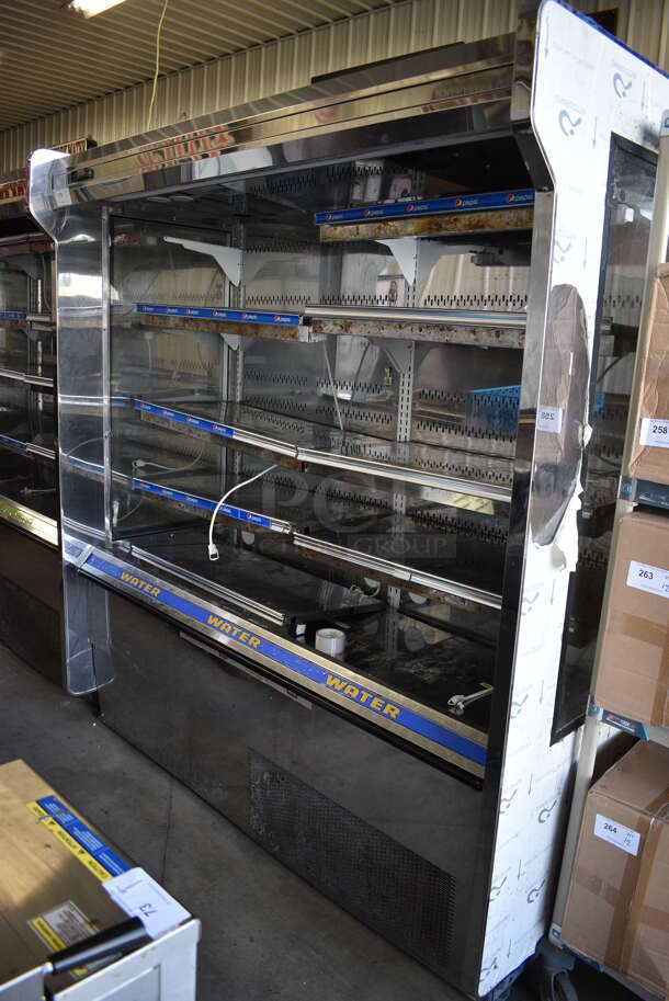 NICE! Kysor Warren Model D6SC1-6UN Self Contained Stainless Steel Commercial Floor Style Open Grab N Go Merchandiser w/ Metal Shelves. 115/208 Volts, 1 Phase. 75.5x38x84