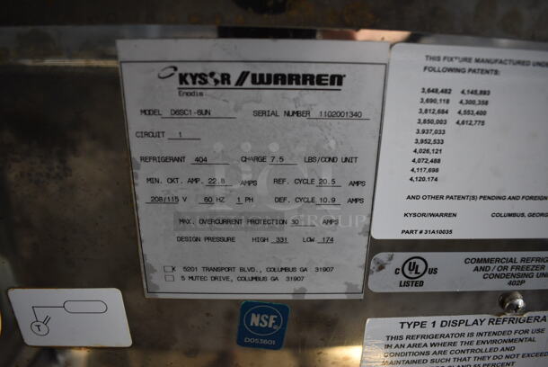 NICE! Kysor Warren Model D6SC1-6UN Self Contained Stainless Steel Commercial Floor Style Open Grab N Go Merchandiser w/ Metal Shelves. 115/208 Volts, 1 Phase. 75.5x38x84 - Image 3 of 6