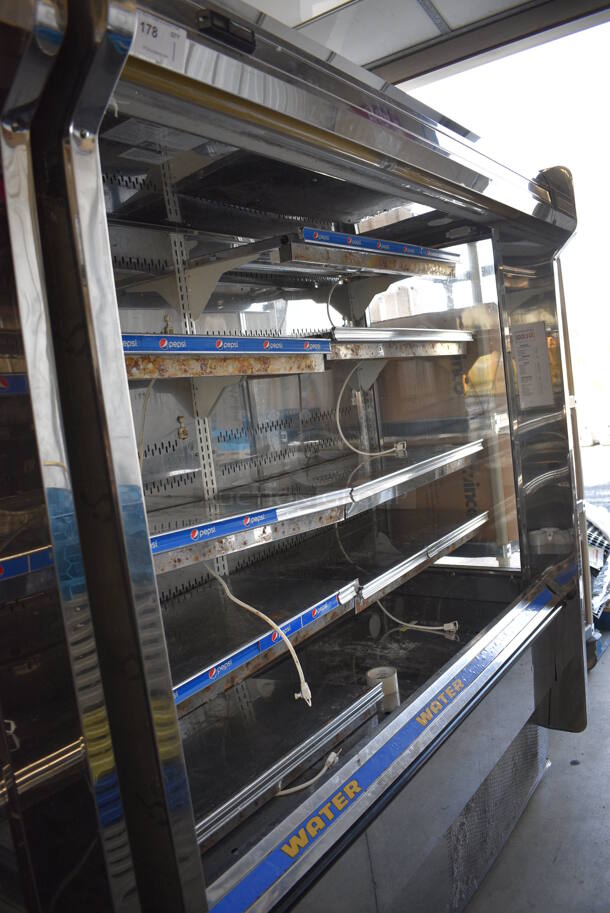 NICE! Kysor Warren Model D6SC1-6UN Self Contained Stainless Steel Commercial Floor Style Open Grab N Go Merchandiser w/ Metal Shelves. 115/208 Volts, 1 Phase. 75.5x38x84 - Image 4 of 6