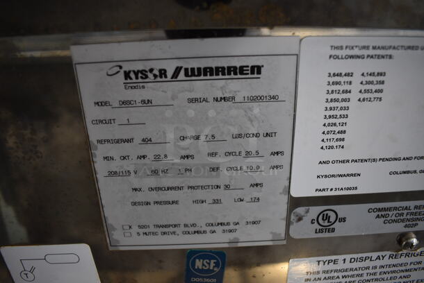 NICE! Kysor Warren Model D6SC1-6UN Self Contained Stainless Steel Commercial Floor Style Open Grab N Go Merchandiser w/ Metal Shelves. 115/208 Volts, 1 Phase. 75.5x38x84 - Image 6 of 6