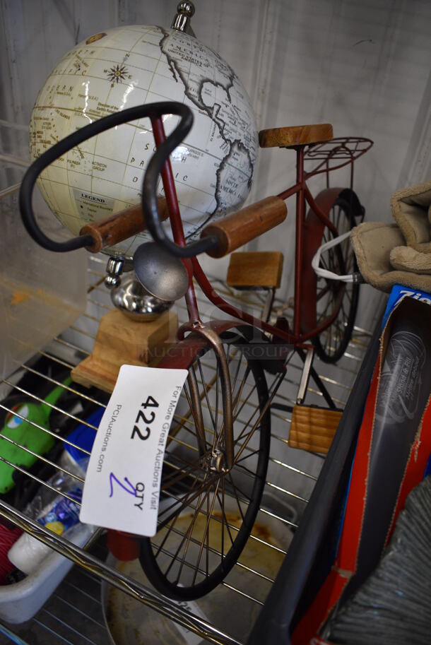2 Decorative Items; Globe and Bicycle. 21x6x14, 8x9x17. 2 Times Your Bid! - Image 2 of 3