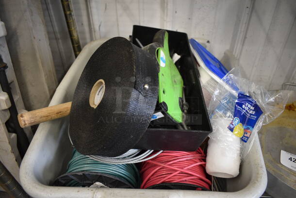 ALL ONE MONEY! Lot of Various Items Including Wires in Gray Poly Bus Bin! - Image 2 of 3
