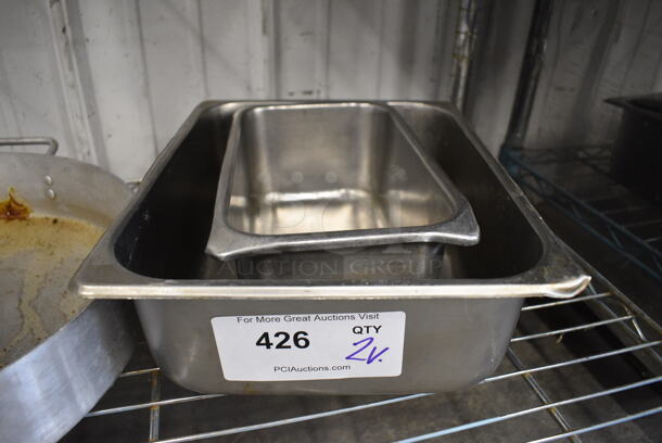 2 Stainless Steel Drop In Bins. 1/3x4, 1/2x4. 2 Times Your Bid!