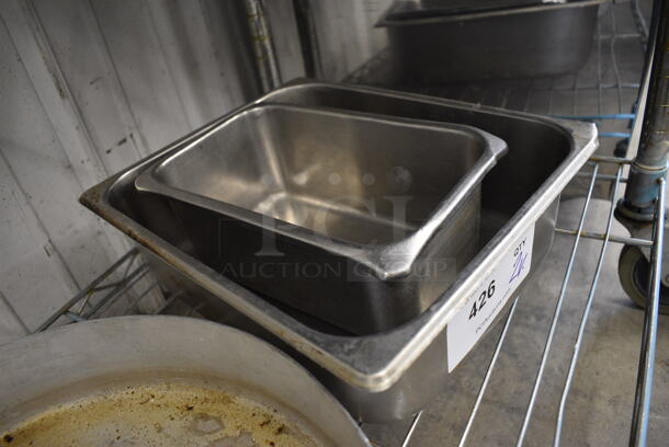 2 Stainless Steel Drop In Bins. 1/3x4, 1/2x4. 2 Times Your Bid! - Image 2 of 2