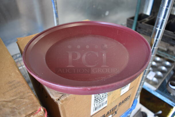 12 BRAND NEW IN BOX! Carlisle Dinex Insulated Base Cranberry Plates. 12 Times Your Bid!  - Image 2 of 3