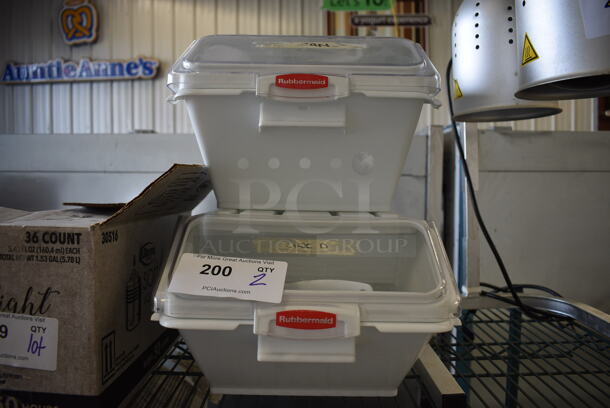 2 Rubbermaid White Poly Ingredient Bins. 12x14x8. 2 Times Your Bid!