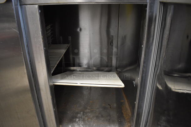 NICE! Stainless Steel Commercial Sandwich Salad Prep Table Bain Marie Mega Top w/ 12 Poly Clear 1/6 Size Drop In Bins on Commercial Casters. 48x32x44. Tested and Powers On But Does Not Get Cold - Image 5 of 7