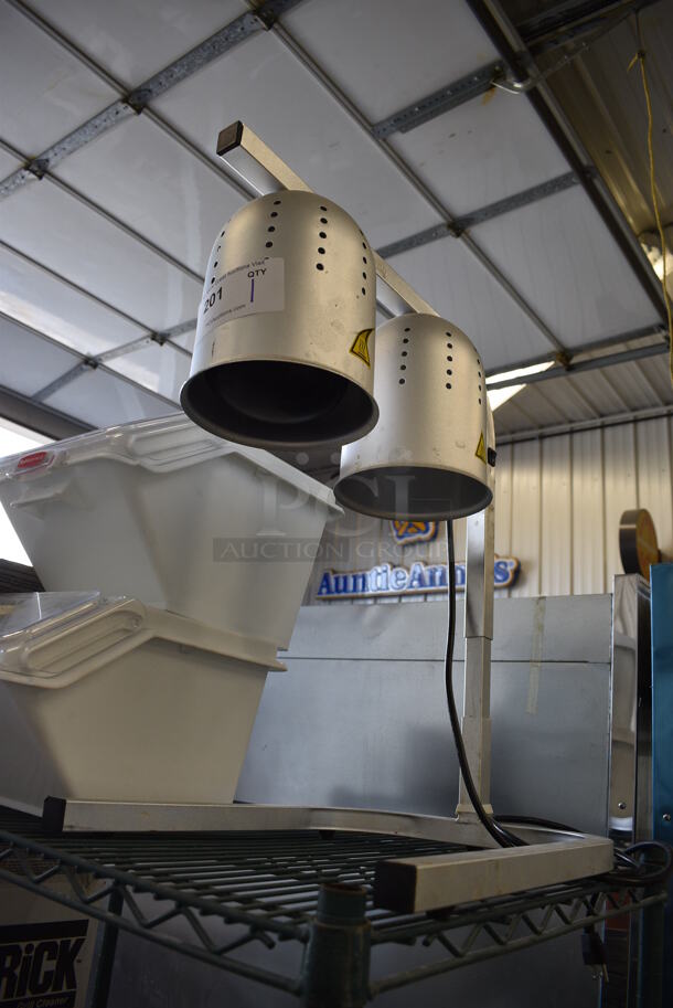Metal Commercial Countertop 2 Head Warming Lamp. 14x19x23. Tested and Working! - Image 1 of 3