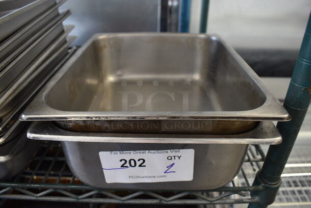 2 Stainless Steel 1/2 Size Drop In Bins. 1/2x4. 2 Times Your Bid!