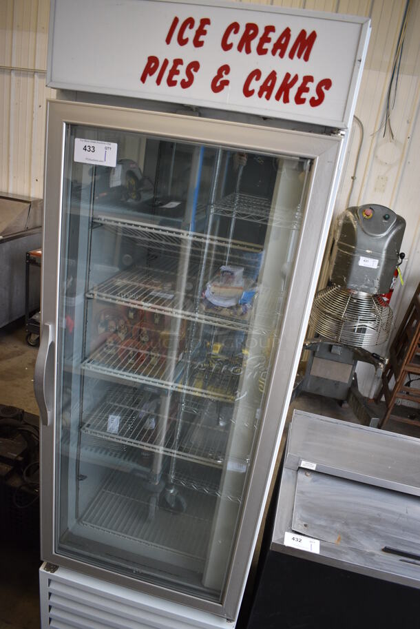 GREAT! Beverage Air Model CFG24-1 Metal Commercial Single Door Reach In Freezer Merchandiser on Commercial Casters. 115 Volts, 1 Phase. 25.5x34x82. Tested and Powers On But Does Not Get Cold - Image 2 of 4