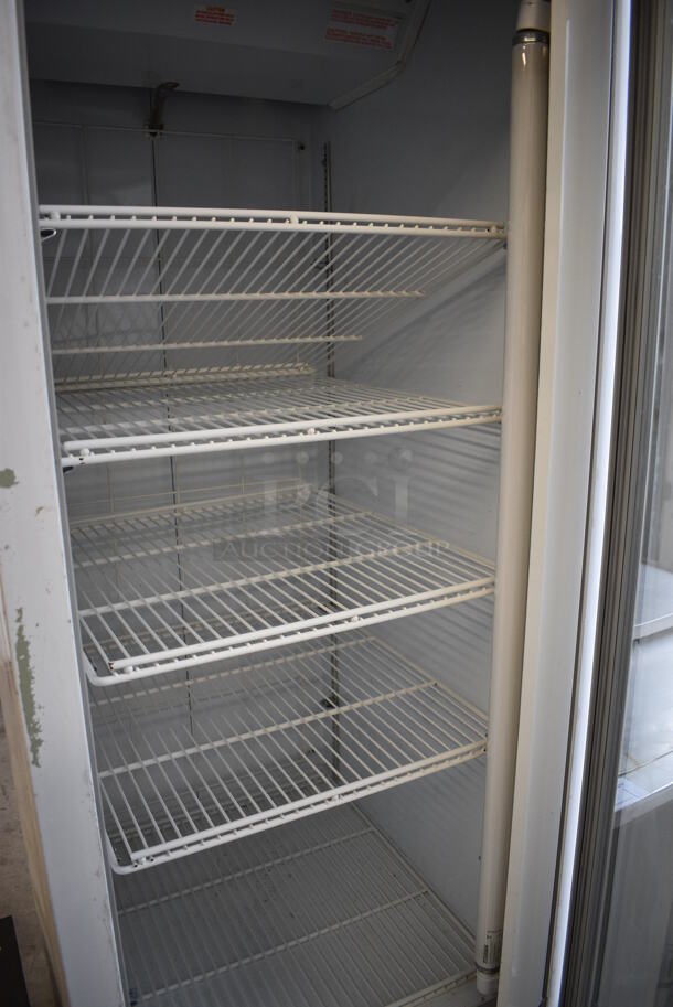 GREAT! Beverage Air Model CFG24-1 Metal Commercial Single Door Reach In Freezer Merchandiser on Commercial Casters. 115 Volts, 1 Phase. 25.5x34x82. Tested and Powers On But Does Not Get Cold - Image 3 of 4