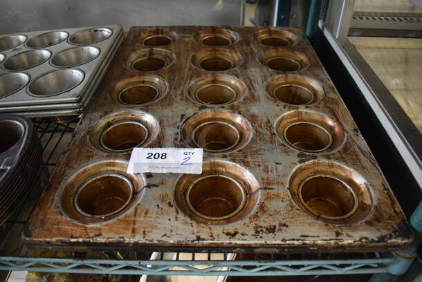 2 Metal 15 Cup Muffin Baking Pans. 18x26x2. 2 Times Your Bid!