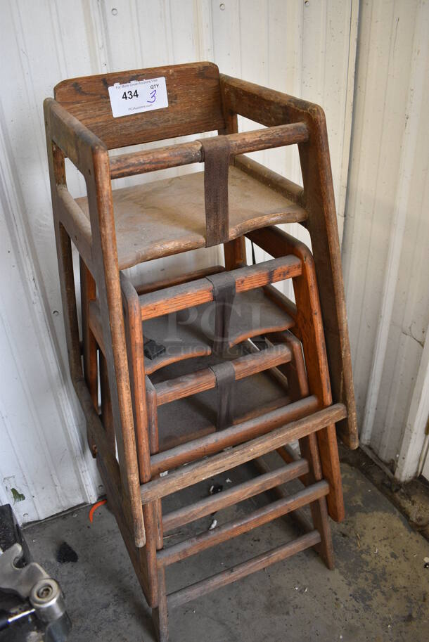 3 Wooden High Chairs. 19x20x29. 3 Times Your Bid! - Image 3 of 3