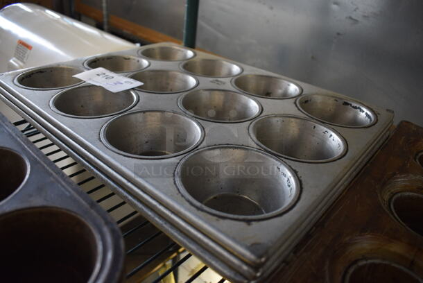 3 Metal 12 Cup Muffin Baking Pans. 18x13.5x2. 3 Times Your Bid! - Image 2 of 2