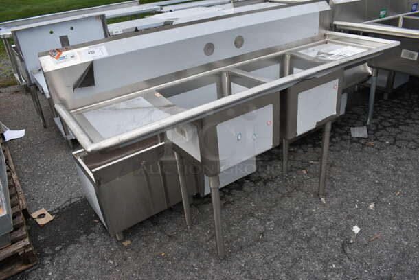 BRAND NEW SCRATCH AND DENT! Regency Stainless Steel Commercial 2 Bay Sink w/ Dual Drainboards. 72x23x45. Bays 17x17x12. Drainboards 16x19x2 - Image 2 of 4