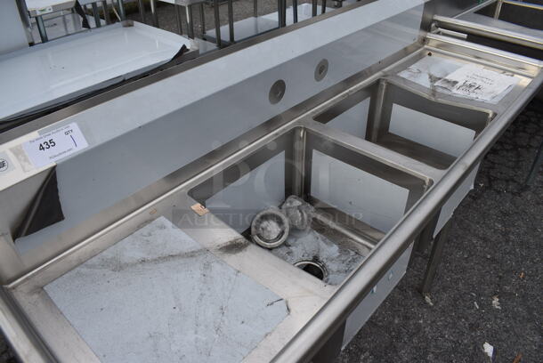 BRAND NEW SCRATCH AND DENT! Regency Stainless Steel Commercial 2 Bay Sink w/ Dual Drainboards. 72x23x45. Bays 17x17x12. Drainboards 16x19x2 - Image 3 of 4