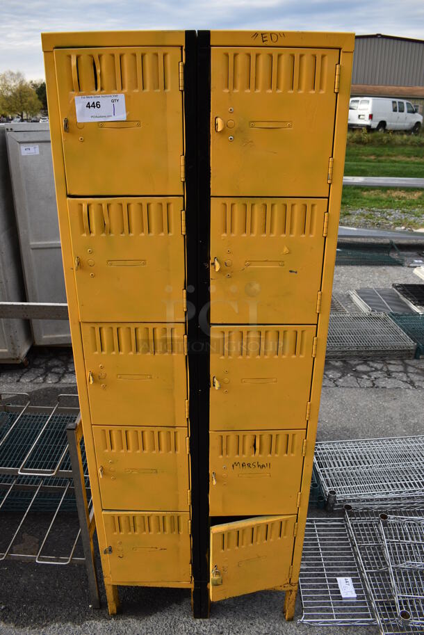 Yellow Metal 10 Cubby Locker. 24x19x66