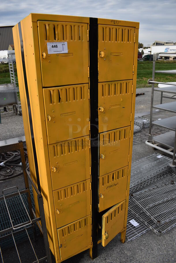 Yellow Metal 10 Cubby Locker. 24x19x66 - Image 2 of 4