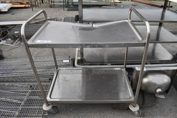 Stainless Steel Commercial 2 Tier Cart on Commercial Casters. 34x21x37