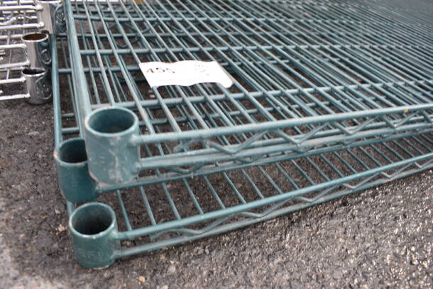 ALL ONE MONEY! Lot of 3 Green Finish Shelves! 60x24x1.5 - Image 2 of 2