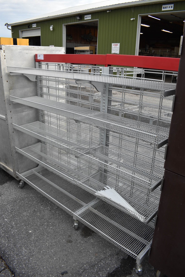 Gray and Red Metal Rack on Commercial Casters. 61x31x56.5