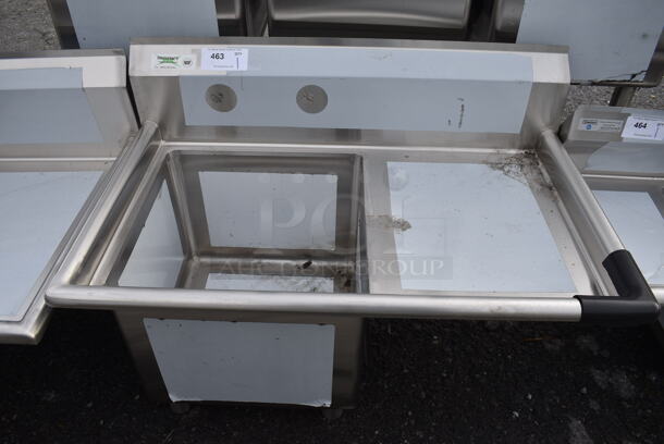 BRAND NEW SCRATCH AND DENT! Regency Stainless Steel Commercial Single Bay Sink w/ Right Side Drainboard. Does Not Come w/ Legs. 39x24x26.5. Bay 18x18x13. Drainboard 10x20x2