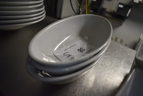 3 White Ceramic Oval Bowls. 11x5.5x2.5. 3 Times Your Bid!