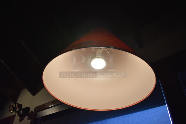 4 Ceiling Mount Red Lampshades. BUYER MUST REMOVE. 20x20x16. 4 Times Your Bid! - Image 3 of 3