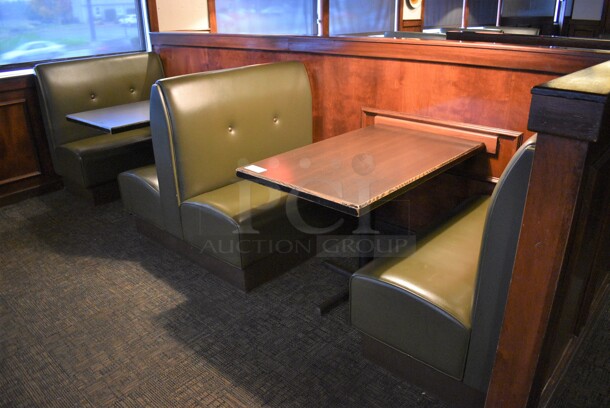 ALL ONE MONEY! Lot of 2 Single Sided Booths, 1 Double Sided Booth and 2 Tables! BUYER MUST REMOVE. PCI Will Not Remove and/or Transport This Item. 44x25x42, 44x48x42, 44x27x30