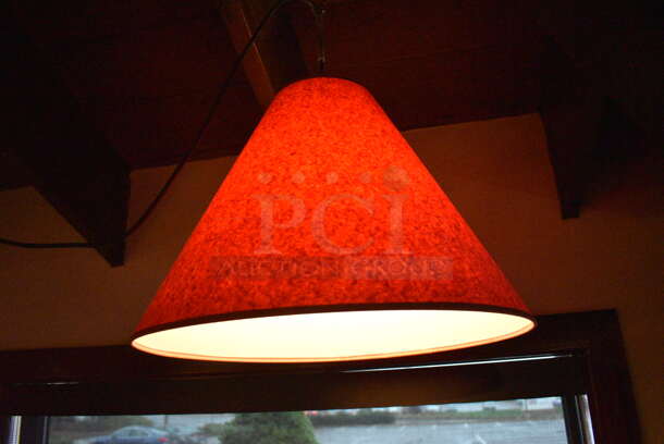 5 Ceiling Mount Red Lampshades. BUYER MUST REMOVE. 20x20x16. 5 Times Your Bid! - Image 2 of 6