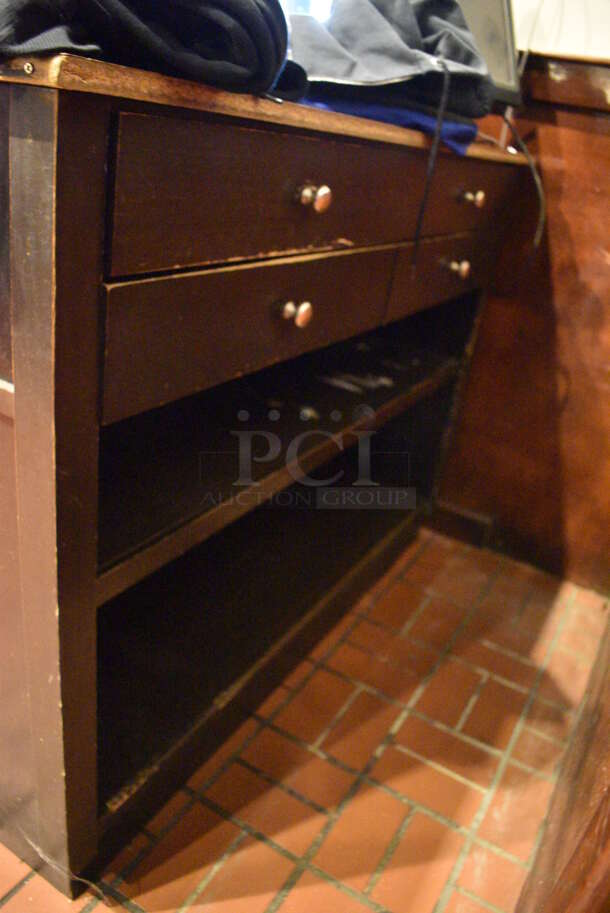 Wood Pattern Hostess Stand w/ NCR 15" POS Monitor and NCR Receipt Printer. BUYER MUST REMOVE. 54x19x40 - Image 3 of 7