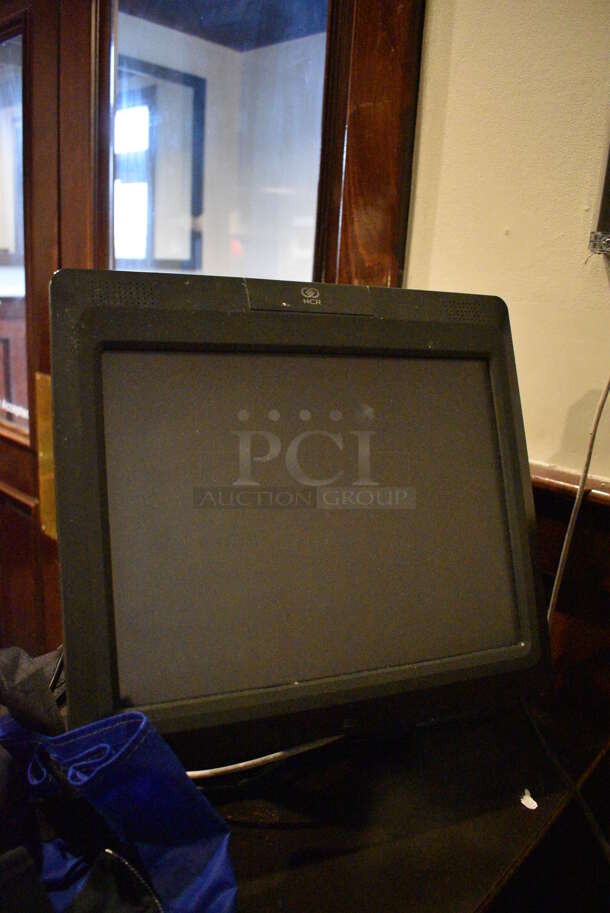 Wood Pattern Hostess Stand w/ NCR 15" POS Monitor and NCR Receipt Printer. BUYER MUST REMOVE. 54x19x40 - Image 5 of 7