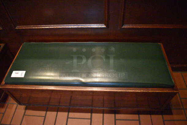 2 Wood Pattern Bench w/ Green Cushion. BUYER MUST REMOVE. 49x18.5x18. 2 Times Your Bid! - Image 4 of 4