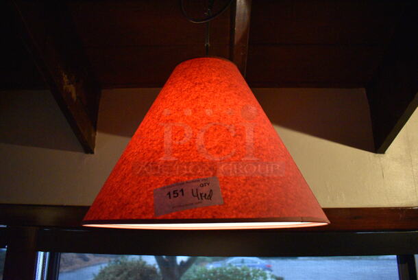 4 Ceiling Mount Red Lampshades. BUYER MUST REMOVE. 20x20x16. 4 Times Your Bid! - Image 3 of 4