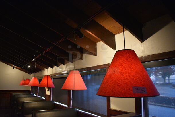 6 Ceiling Mount Red Lampshades. BUYER MUST REMOVE. 20x20x16. 6 Times Your Bid!