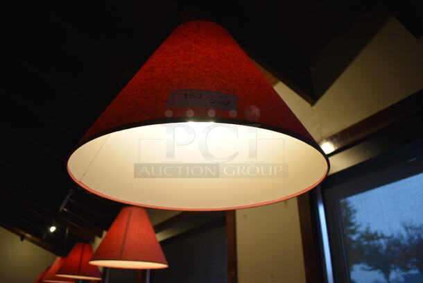 6 Ceiling Mount Red Lampshades. BUYER MUST REMOVE. 20x20x16. 6 Times Your Bid! - Image 3 of 3