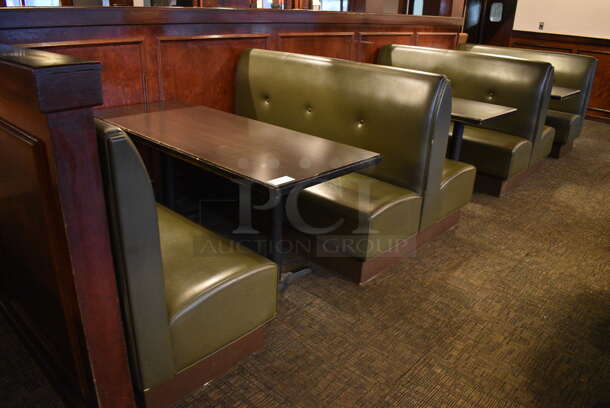 ALL ONE MONEY! Lot of 2 Single Sided Booths, 2 Double Sided Booths and 3 Tables! BUYER MUST REMOVE. PCI Will Not Remove and/or Transport This Item. 66x25x42, 66x48x42, 66x27x30