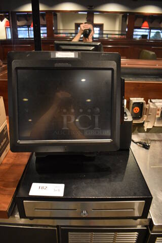 ALL ONE MONEY! Lot of NCR 15" POS Monitor, NCR Receipt Printer on Black Metal Cash Drawer