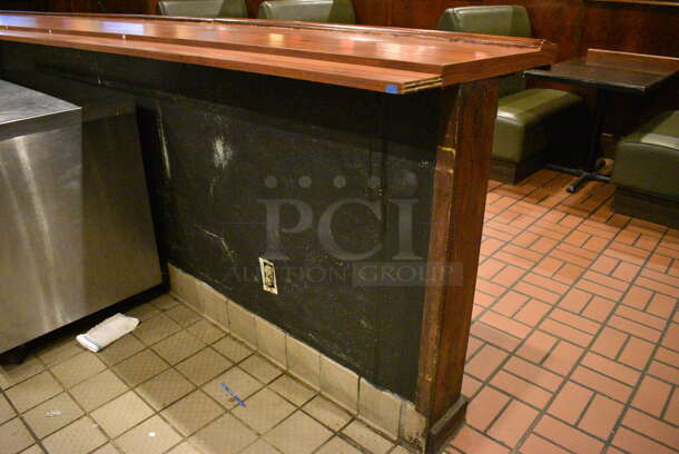 Wood Pattern Bar. Does Not Include Contents or Beer Towers. Does Include Mirrors On Wall. BUYER MUST REMOVE. PCI Will Not Remove and/or Transport This Item. 111x260x43 - Image 9 of 9