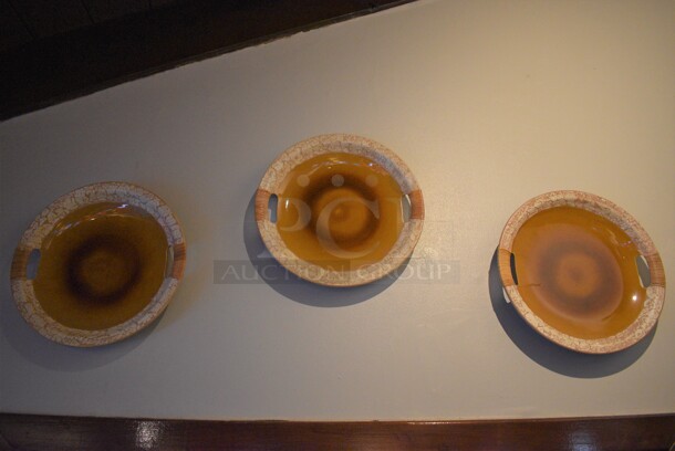3 Brown and Tan Wall Mount Decorative Plates. 18x18x2. 3 Times Your Bid! - Image 1 of 3