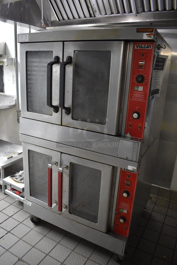 2 FANTASTIC! Vulcan Stainless Steel Commercial Gas Powered Full Size Convection Ovens w/ View Through Doors, Metal Oven Racks and Thermostatic Controls on Commercial Casters. BUYER MUST REMOVE. 40.5x38x69. 2 Times Your Bid! - Image 3 of 8