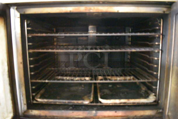 2 FANTASTIC! Vulcan Stainless Steel Commercial Gas Powered Full Size Convection Ovens w/ View Through Doors, Metal Oven Racks and Thermostatic Controls on Commercial Casters. BUYER MUST REMOVE. 40.5x38x69. 2 Times Your Bid! - Image 5 of 8