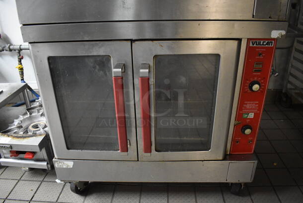 2 FANTASTIC! Vulcan Stainless Steel Commercial Gas Powered Full Size Convection Ovens w/ View Through Doors, Metal Oven Racks and Thermostatic Controls on Commercial Casters. BUYER MUST REMOVE. 40.5x38x69. 2 Times Your Bid! - Image 7 of 8