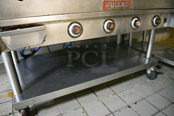 SWEET! Vulcan Stainless Steel Commercial Gas Powered Flat Top Griddle w/ Thermostatic Controls and Undershelf on Commercial Casters. BUYER MUST REMOVE. 48x31x37 - Image 4 of 6